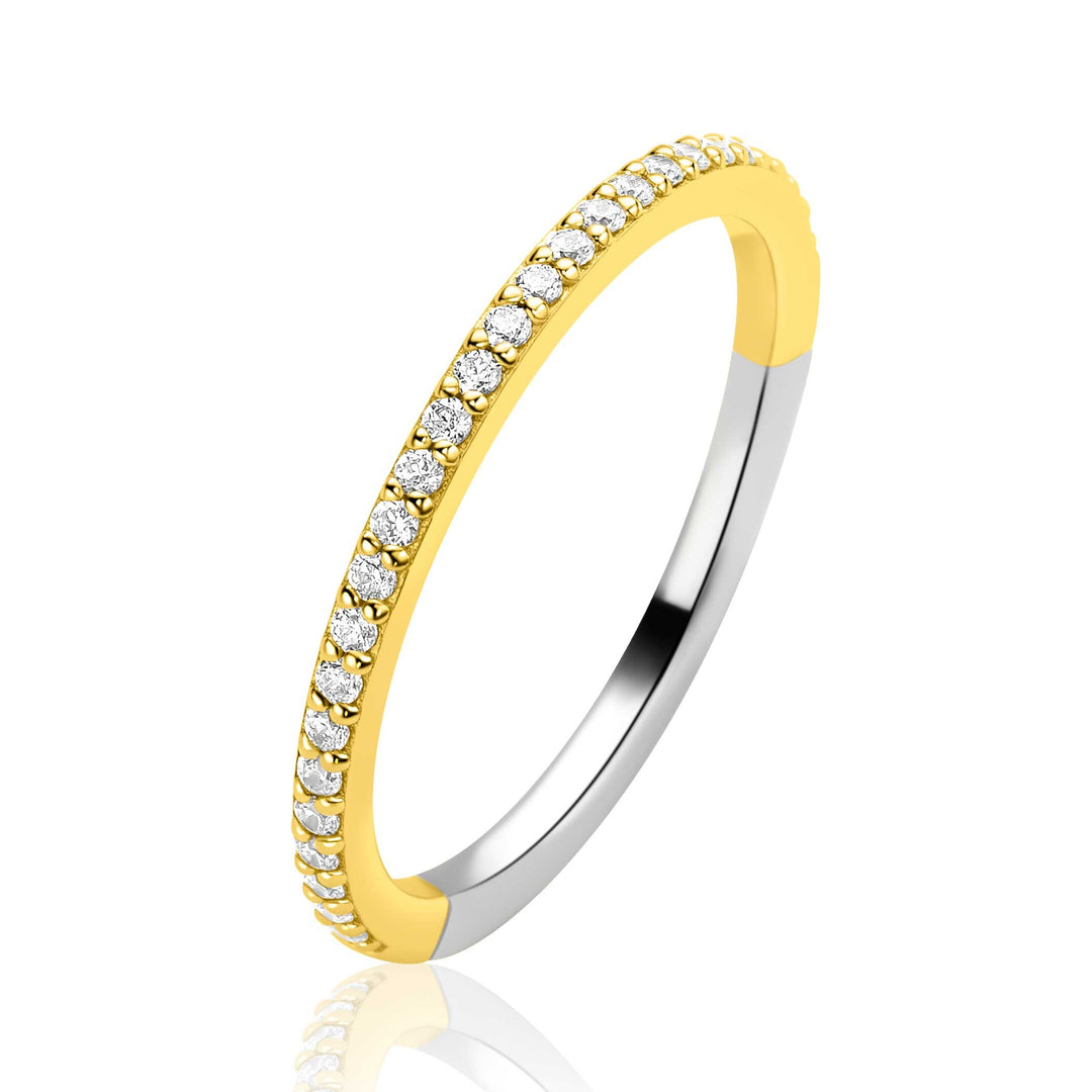 ZINZI Goldplated Zilveren Aanschuifring met Zirkonia – ZIR2794Y – Maat 54