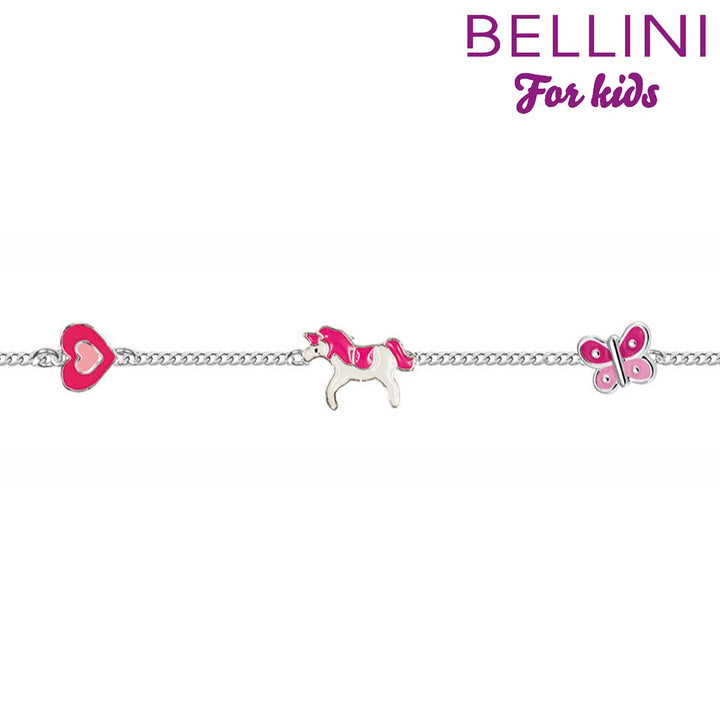 zilveren armband unicorn en roze hart 573.066