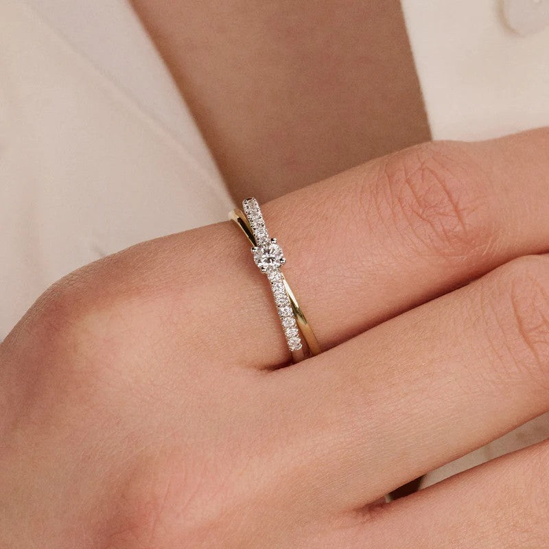 Blush Lab Grown Diamant Ring 14k Geel- en Witgoud LG1060B Maat 54