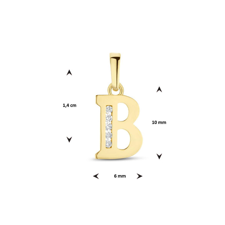 14k Geelgouden hanger in de vorm van een letter B