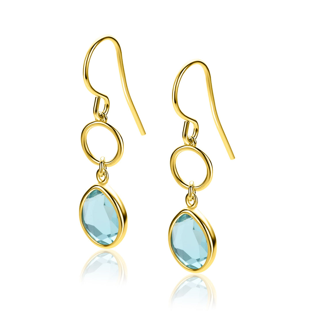 ZINZI gold plated oorhangers met turquoise peer en open rondje (36 mm). ZIO2716G