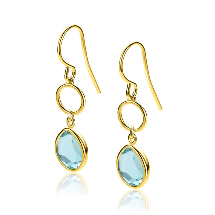 ZINZI gold plated oorhangers met turquoise peer en open rondje (36 mm). ZIO2716G