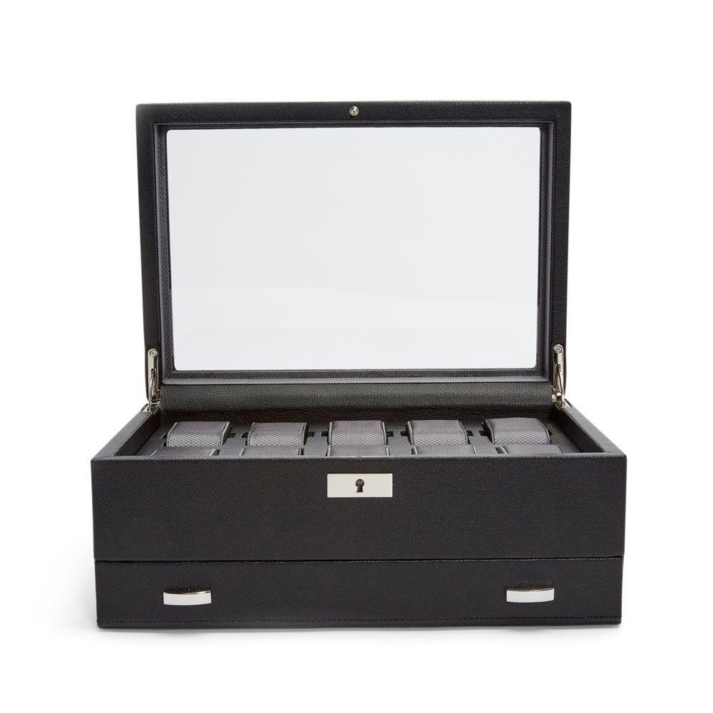 466202 Viceroy 10 PC Watch Box w/ Drawer - Black