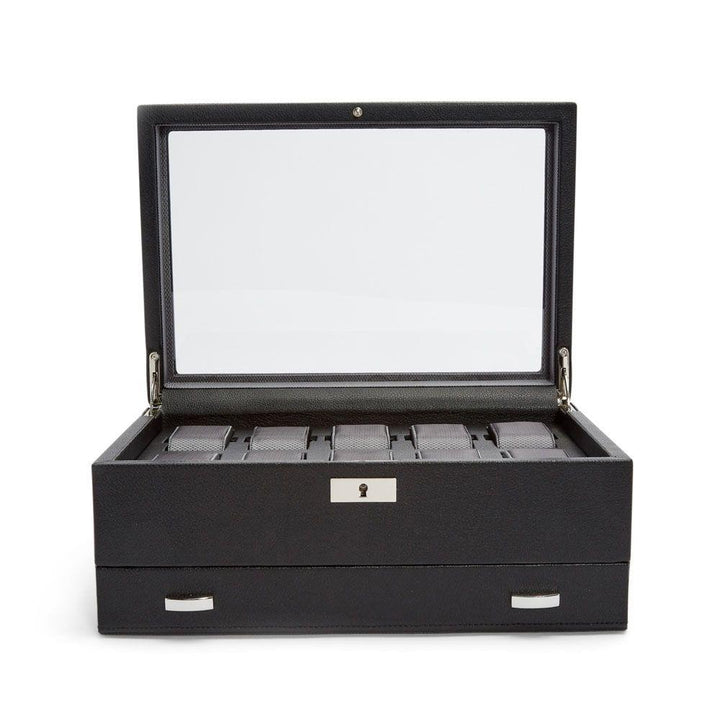466202 Viceroy 10 PC Watch Box w/ Drawer - Black