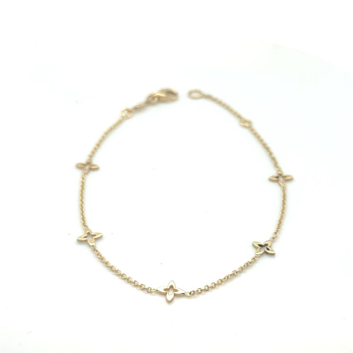 14 karaat geelgouden armband met 5 lelies 17 - 19 cm