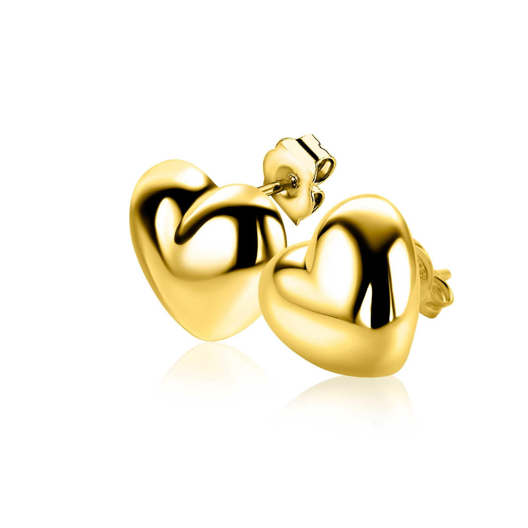 ZINZI gold plated zilveren oorstekers in bolle hart vorm ZIO2672G