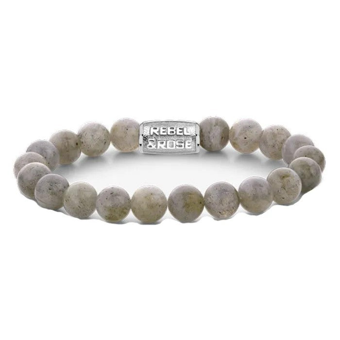 Rebel and Rose Labradorite Shield RR-80122-S-M Armband 8mm 17,5cm