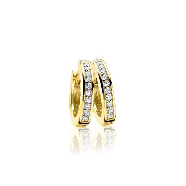Zinzi zilveren oorringen 14K geel verguld 17 x 3mm witte zirconia&