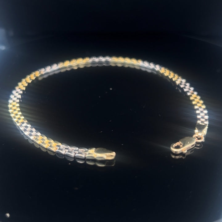 14 Karaat Bicolor Gouden Armband – Jubilee Schakel met Karabijnslot 20 cm x 3,8 mm