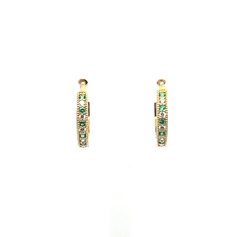 14 kt oorringen 15 mm Peridot &amp; Zirkonia