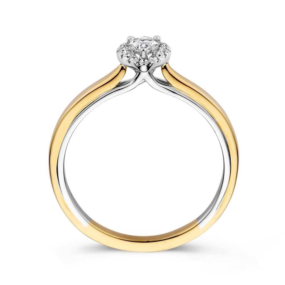 14 kt Ring bicolor briljant 0.33 crt.