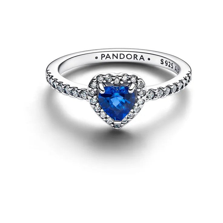 Pandora Timeless Elevated Princess Blue Heart Ring 198421C09