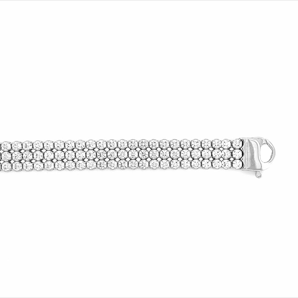 ZA1661 Zilveren Tennisarmband met Zirkonia – 3-Rijig – 19 cm
