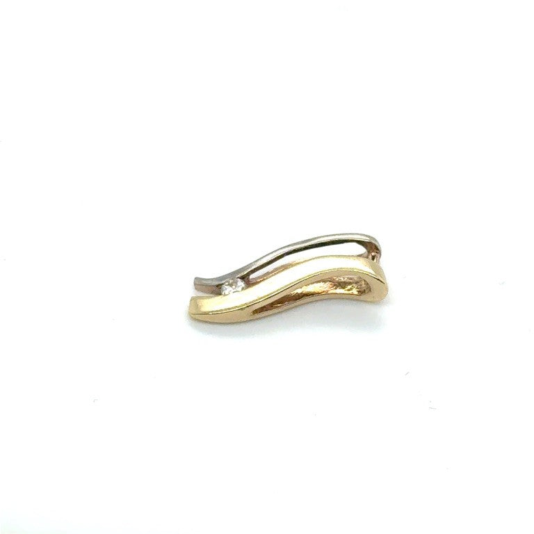 14 Karaat Bicolor Gouden Hanger met Diamant – 0,05 ct