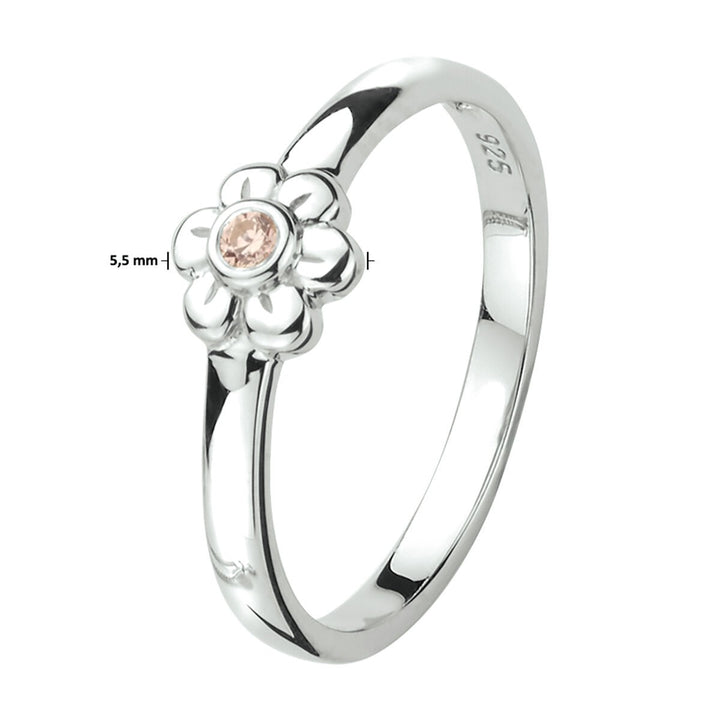 Zilveren ring bloem zirkonia