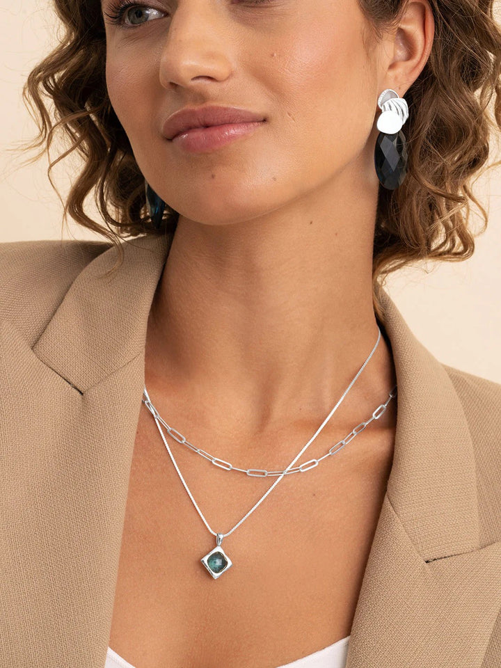 Sparkling Jewels Cushion Cut Pendant Ocean Topaz Quartz – SPG32-G67