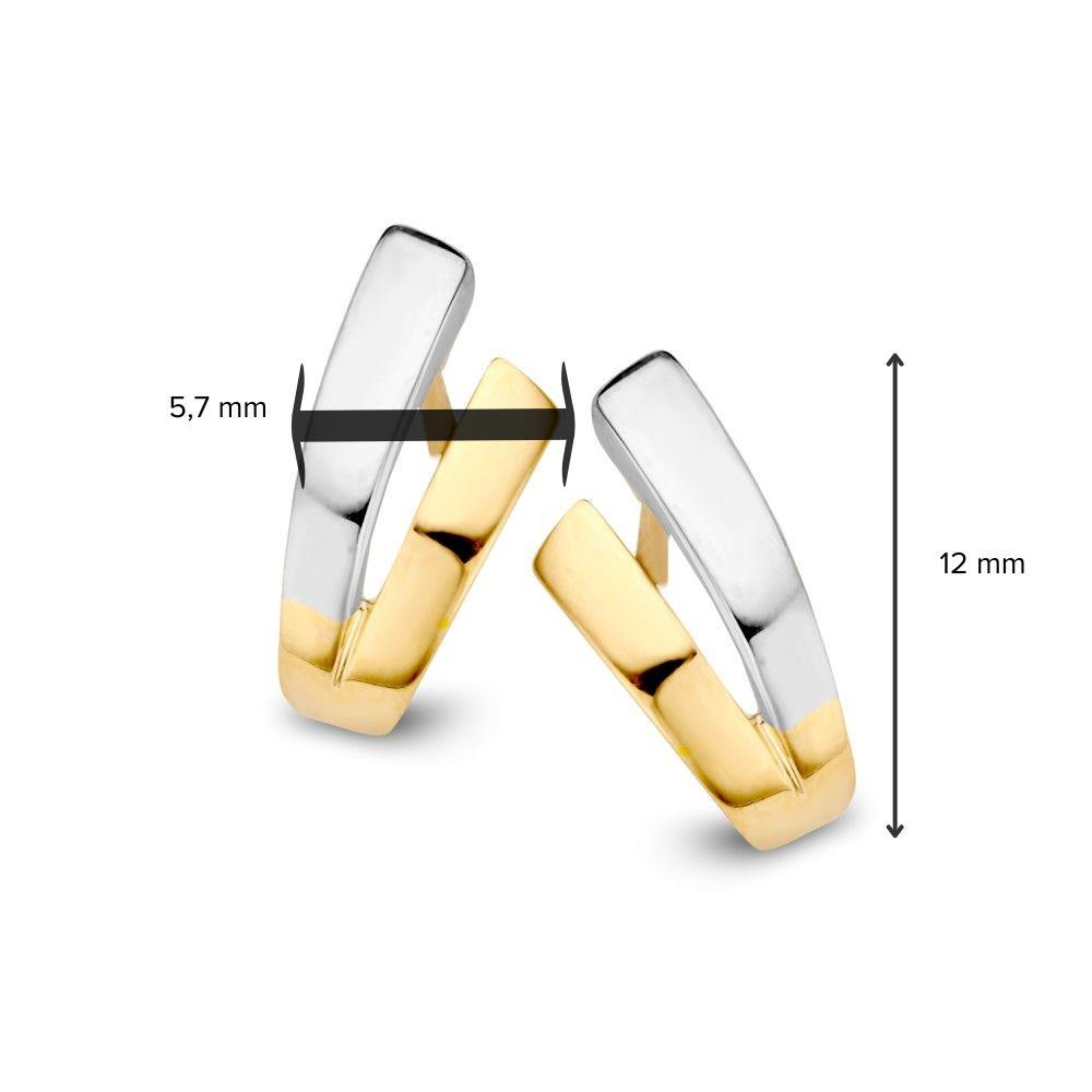 Oorstekers bicolor 14k geel/wit goud