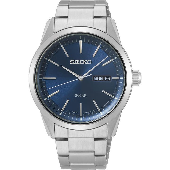 Seiko SNE525P1 solar herenhorloge met blauwe wijzerplaat