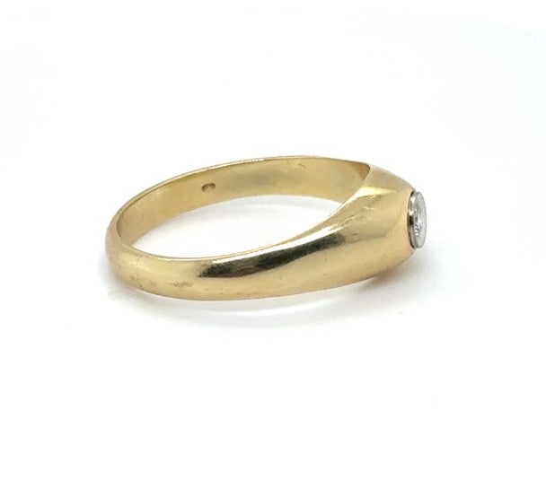 14 kt Geelgouden Engelse Ring met Diamant – Maat 64