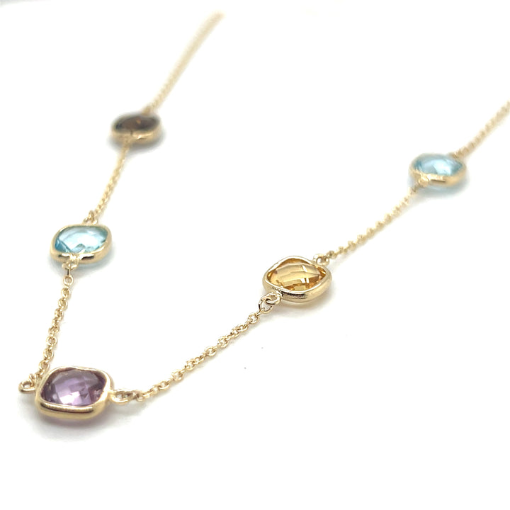 14 kt collier diverse edelstenen 42-45cm multicolor