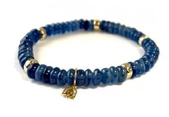 Y&amp;G edelstenen armband | Kyaniet &amp; 14 karaats goud 7029