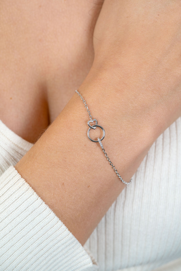 ZINZI zilveren armband verbonden hart & rond ZIA2811