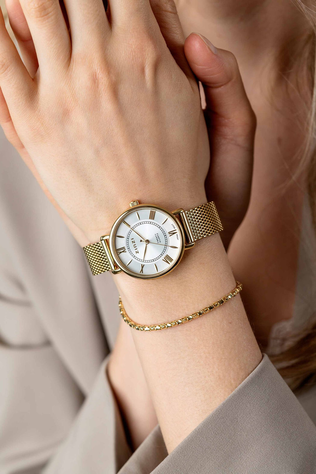 ZINZI Twenty Dameshorloge Goudkleurig Mesh 34 mm ZIW2033