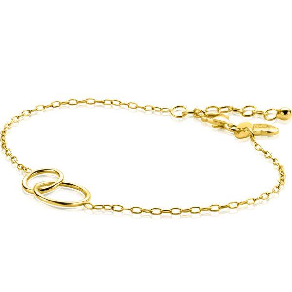 ZINZI zilveren paperclip schakel armband met ronde vormen 17-20cm ZIA2275 goud double