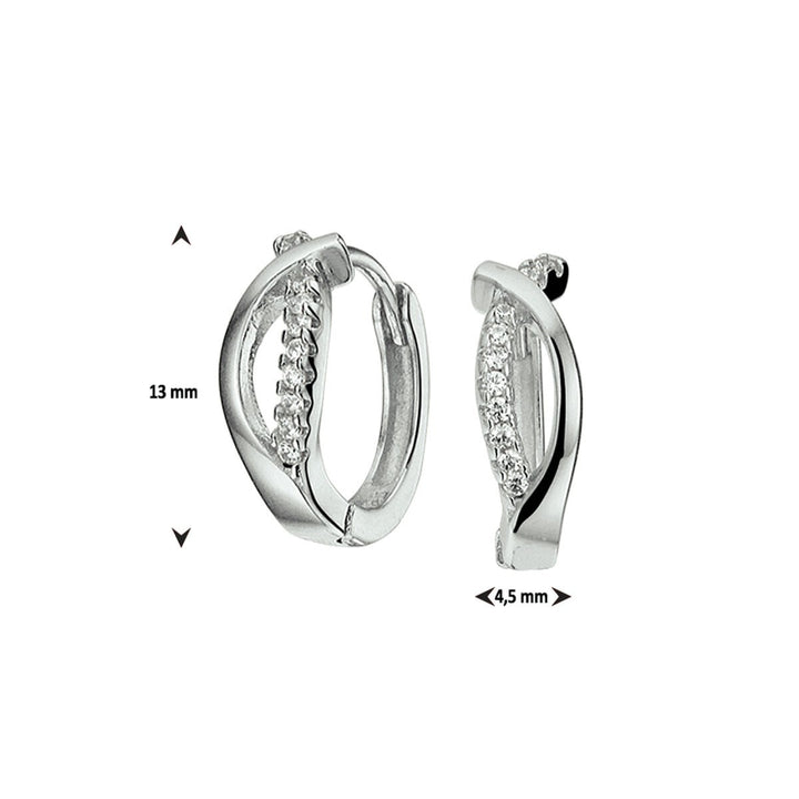 Zilveren oorringen zilver met zirkonia 13 mm