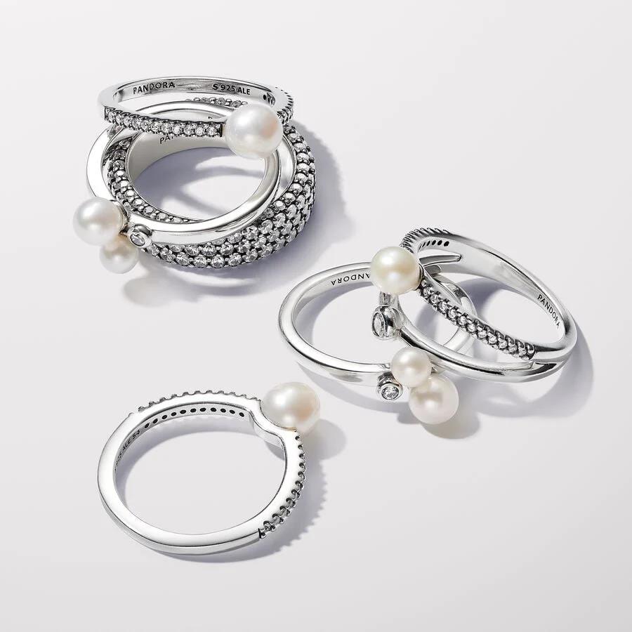 Pandora Zilveren Ring met Zoetwaterparel en Helder Zirkonia 193158C01