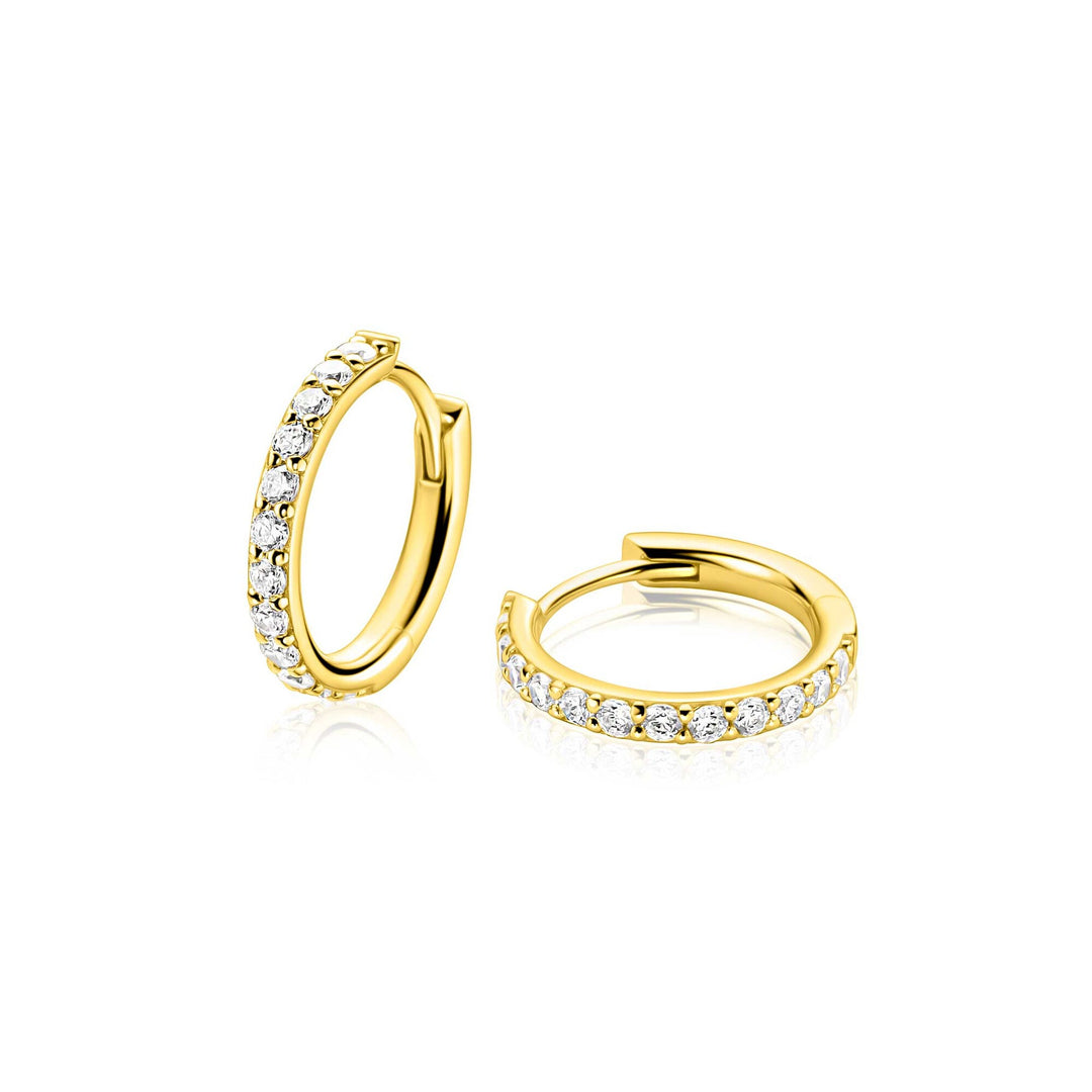 ZINZI Gold Plated Zilveren Oorringen 15 mm met Zirkonia  ZIO2881Y