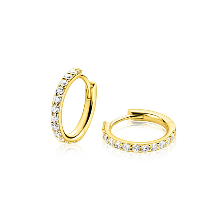 ZINZI Gold Plated Zilveren Oorringen 15 mm met Zirkonia  ZIO2881Y
