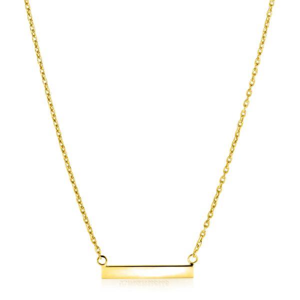 ZINZI gold plated zilveren ketting 45cm met glanzend plaatje om te graveren ZIC2344G GRAVEERBAAR