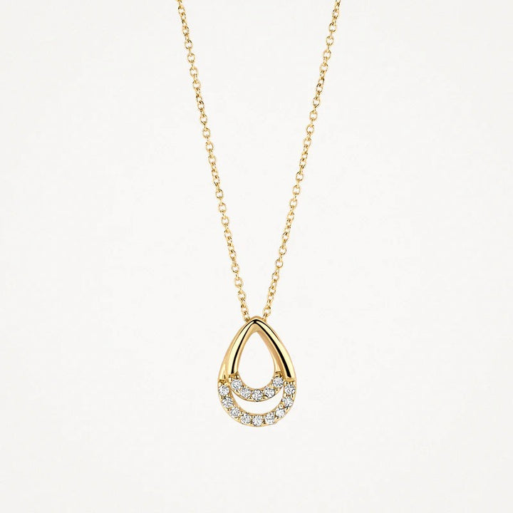 14 kt Blush Jewels Ketting met druppel hanger met zirkonia 14k goud 3195YZI