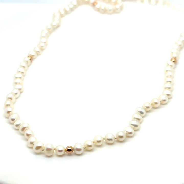 Zoetwater Parel Collier met 14 Karaat Roségouden Beads – 50 cm