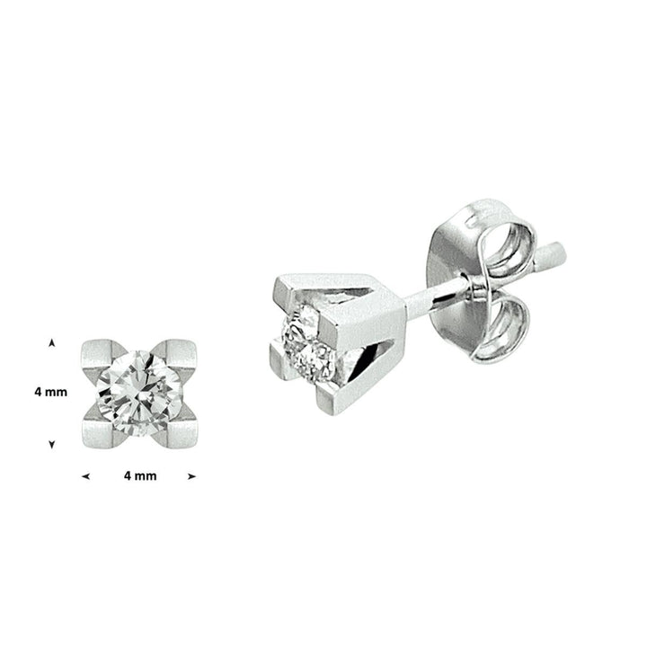 14 Karaat Witgouden Oorknoppen met Diamanten – 0,20 ct – H/Si