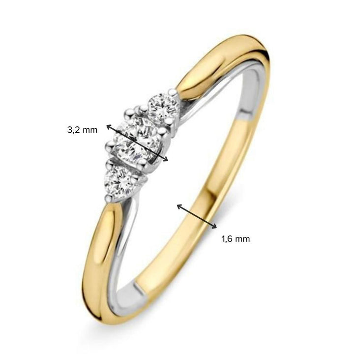 14 karaats bicolor ring met diamant 0.19 ct