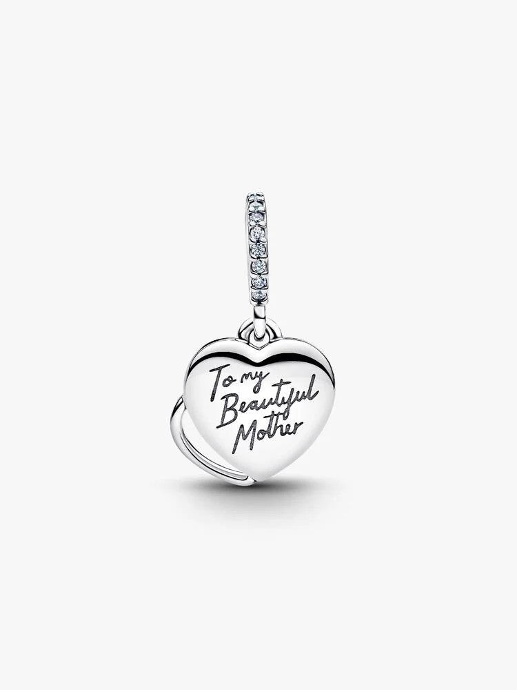Pandora Dubbele Hart Bedel “To my Beautiful Mother” 794456C01