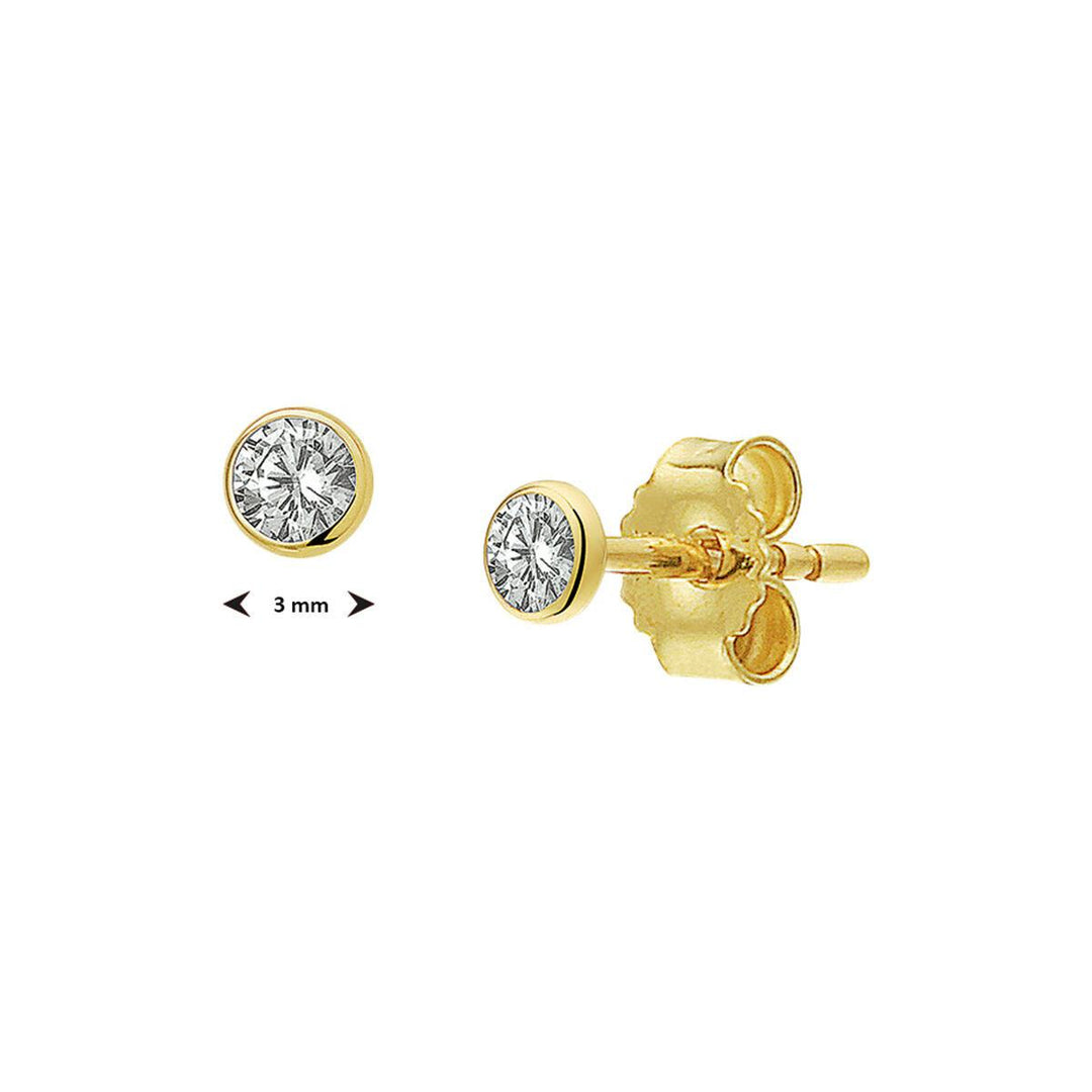 14 kt Geelgoud oorknoppen zirkonia 3mm