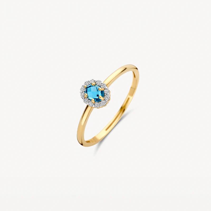 14k Geelgouden ring 1258YLB met Blauwe Topaas