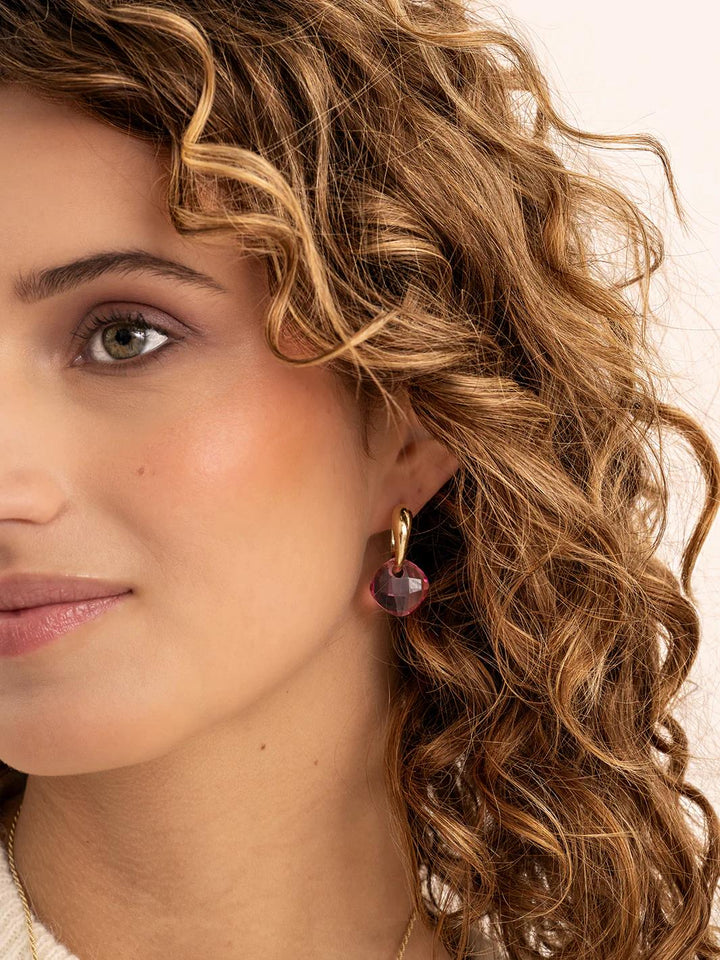 Earstones | Cushion Cut Fuchsia Quartz
