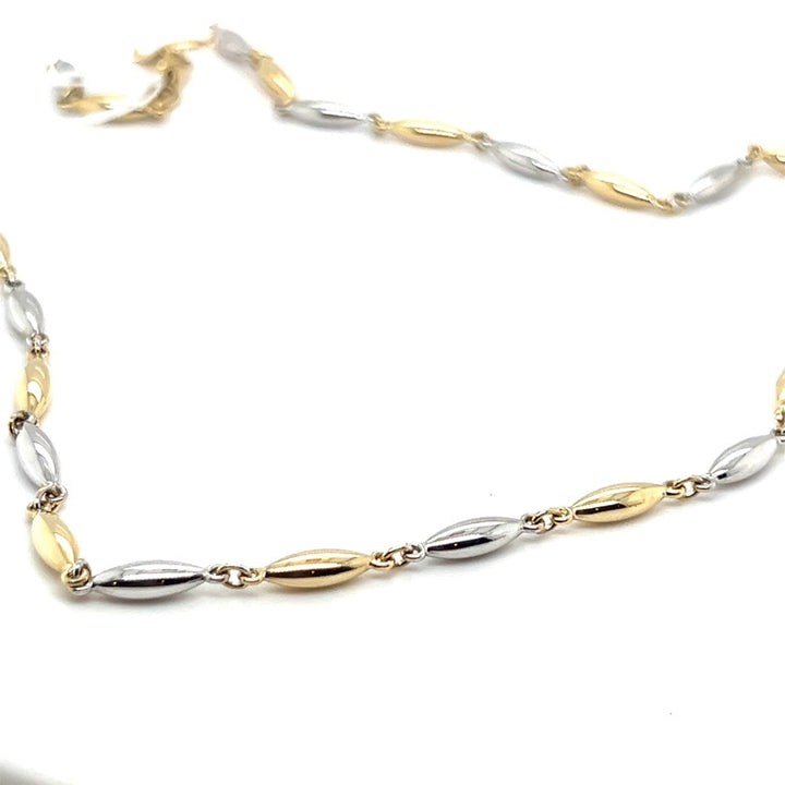 14 kt gdn collier bicolor navette chain 45 cm