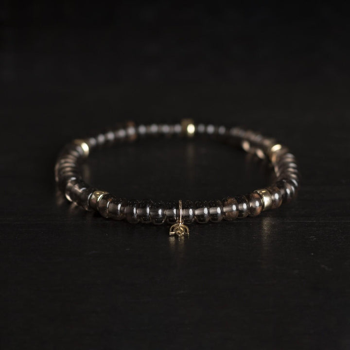 7032 Tea Quartz 5 x 14kt gdn beads