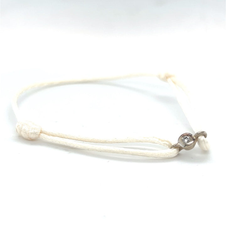 14 kt witgouden diamant 0.05ct satijn koord