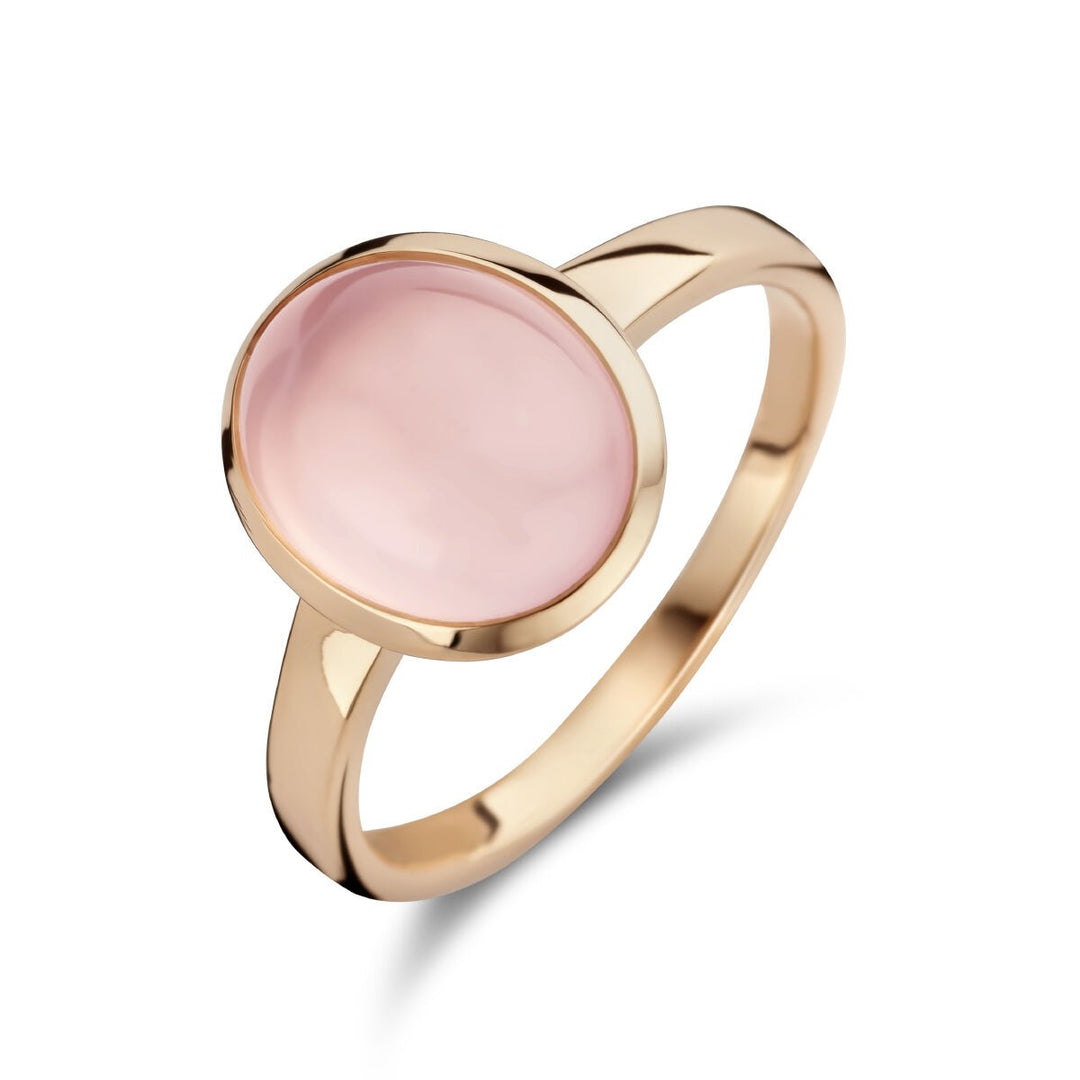 14 Karaat Roségouden Ring met Rozenkwarts – Maat 55