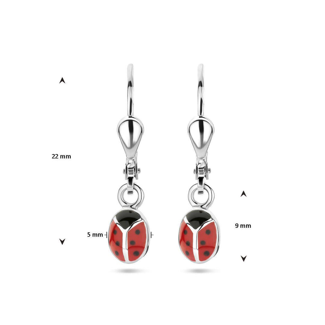 Zilveren oorhangers lieveheersbeestje