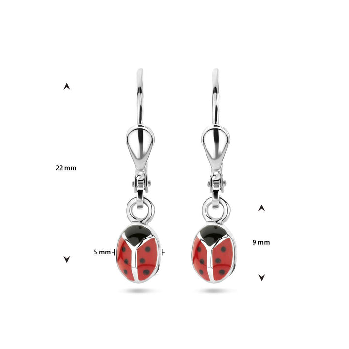 Zilveren oorhangers lieveheersbeestje