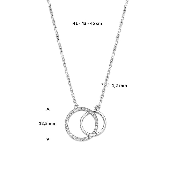 Zilveren Collier met Zirkonia 2 cirkels zirkonia