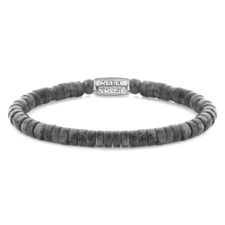 Rebel &amp; Rose armband slices grey seduction 6 mm., RR-60094-S-L