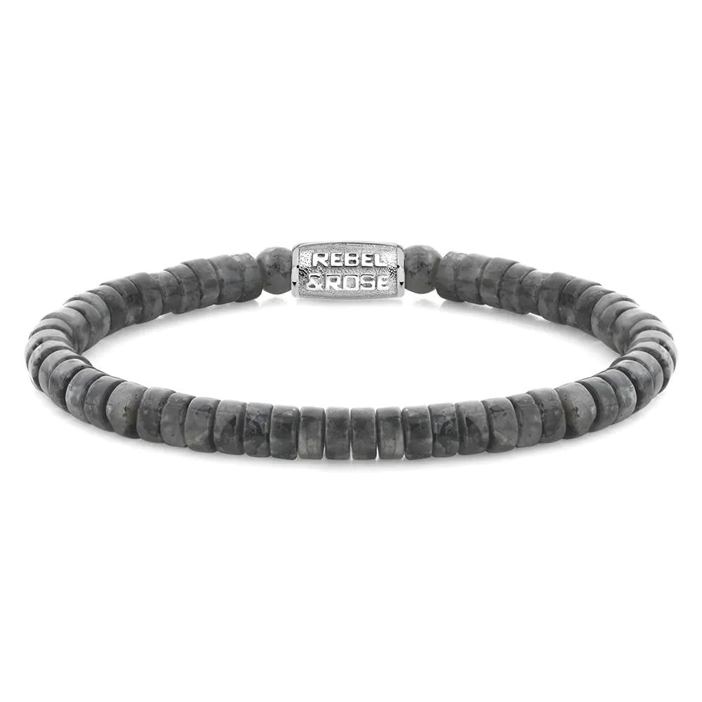 Rebel &amp; Rose armband slices grey seduction 6 mm., RR-60094-S-L